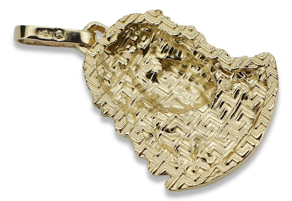 Złota zawieszka ikona Jezusa 14k 585 z żółtego złota pj004y 20mm