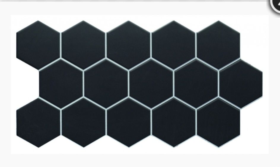 Gres szkliwiony hiszpański heksagon black czarny