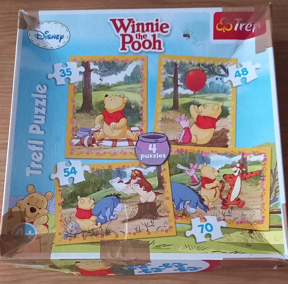 Puzzle + klocki kwadratowe plastikowe Puchatek (6 ukladanek) 3+ i 4+ +