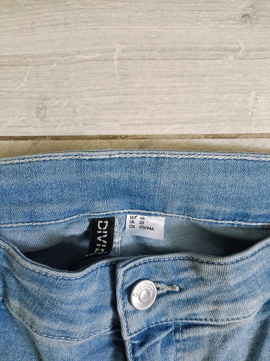 Jeansy H&M wysoki stan 48 elastyczne wąskie nogawki Plus size