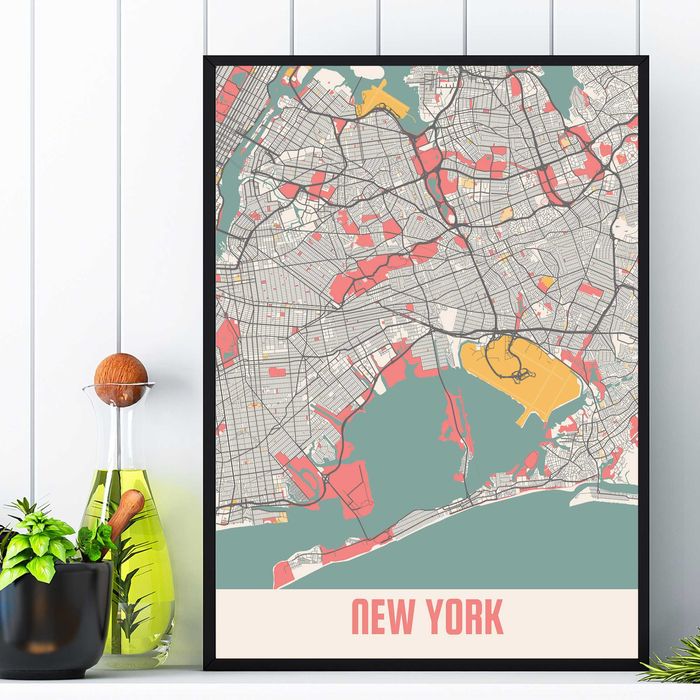 plakat mapa miasta, plakat mapa europejskich i światowych miast