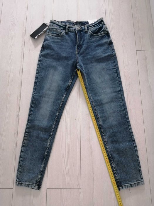 Nowe spodnie 36 jeansy dżinsy Diverse skinny wysoki stan krótsza nogaw