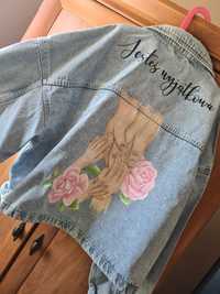 Custom 44 XXL jeansowa kurtka 3 dzieci mama nowa