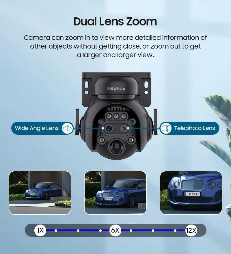 Зовнішня 4G камера SHIWOJIA 12X Zoom 5MP сонячна панель акум. 7800 mAh