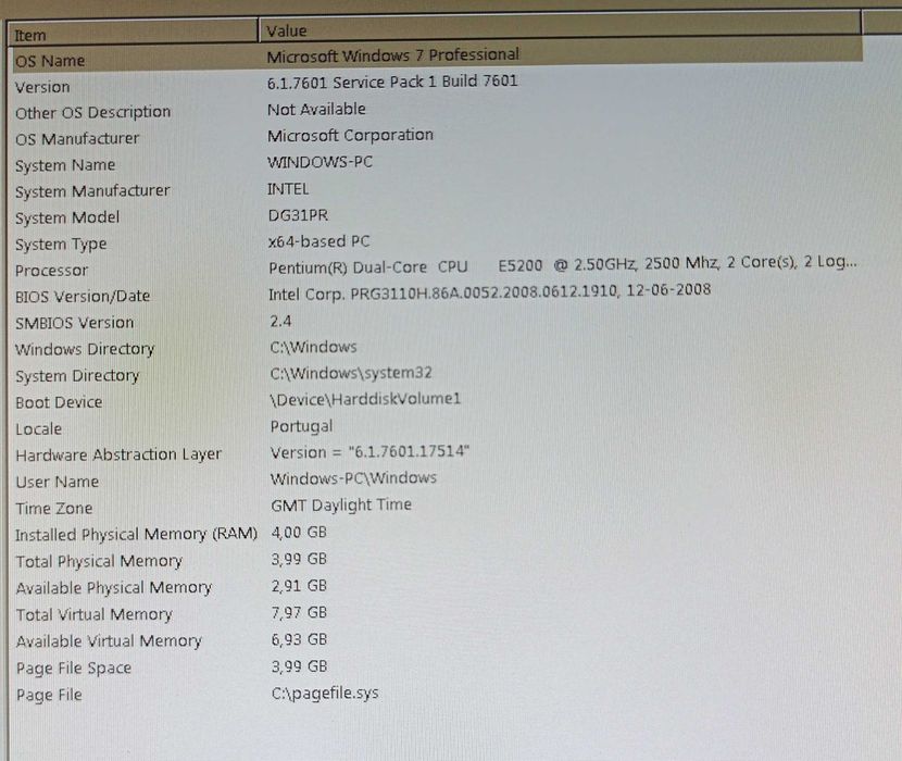 PC Intel DG31PR c/ Windows 7
