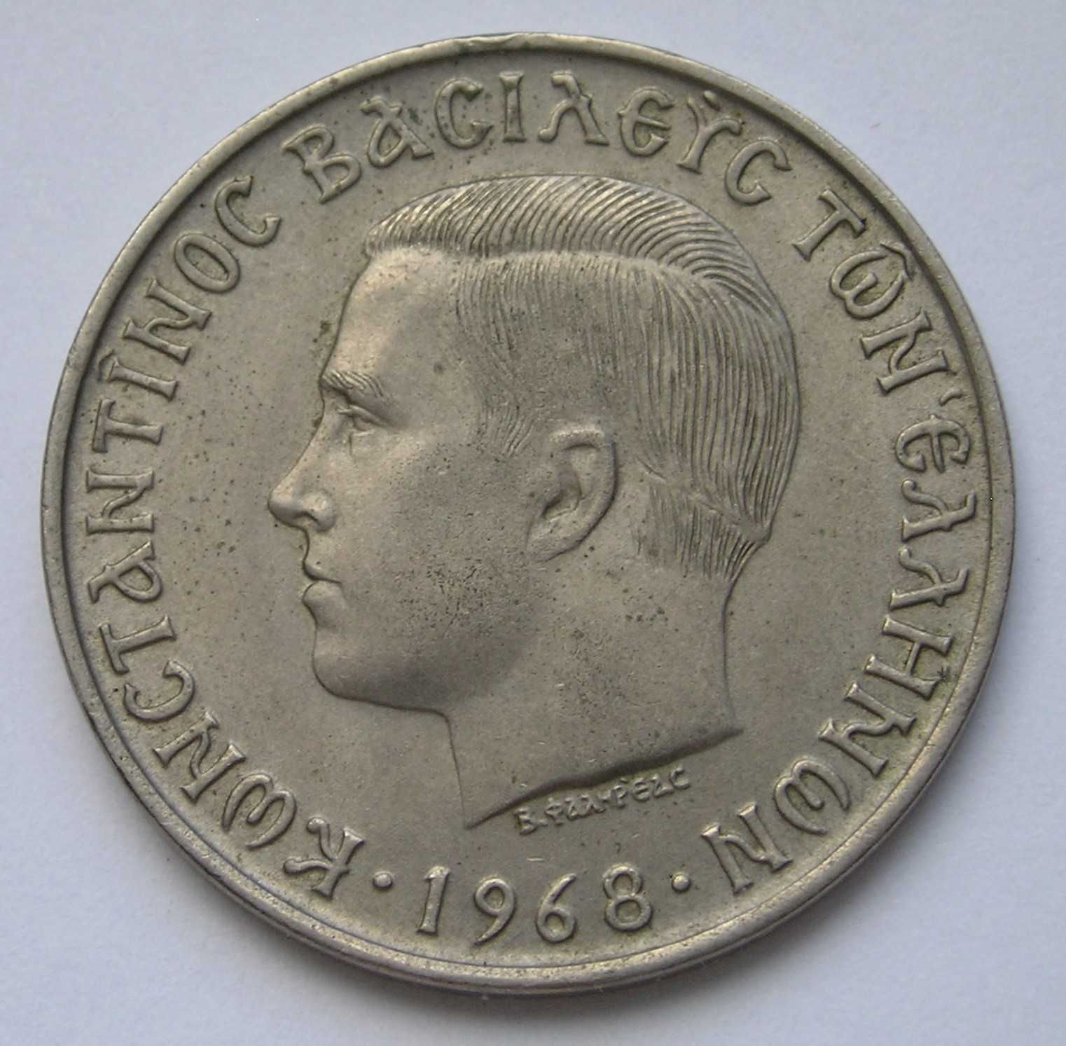 Grecja 10 drachm 1968 - król Konstantyn - stan 2
