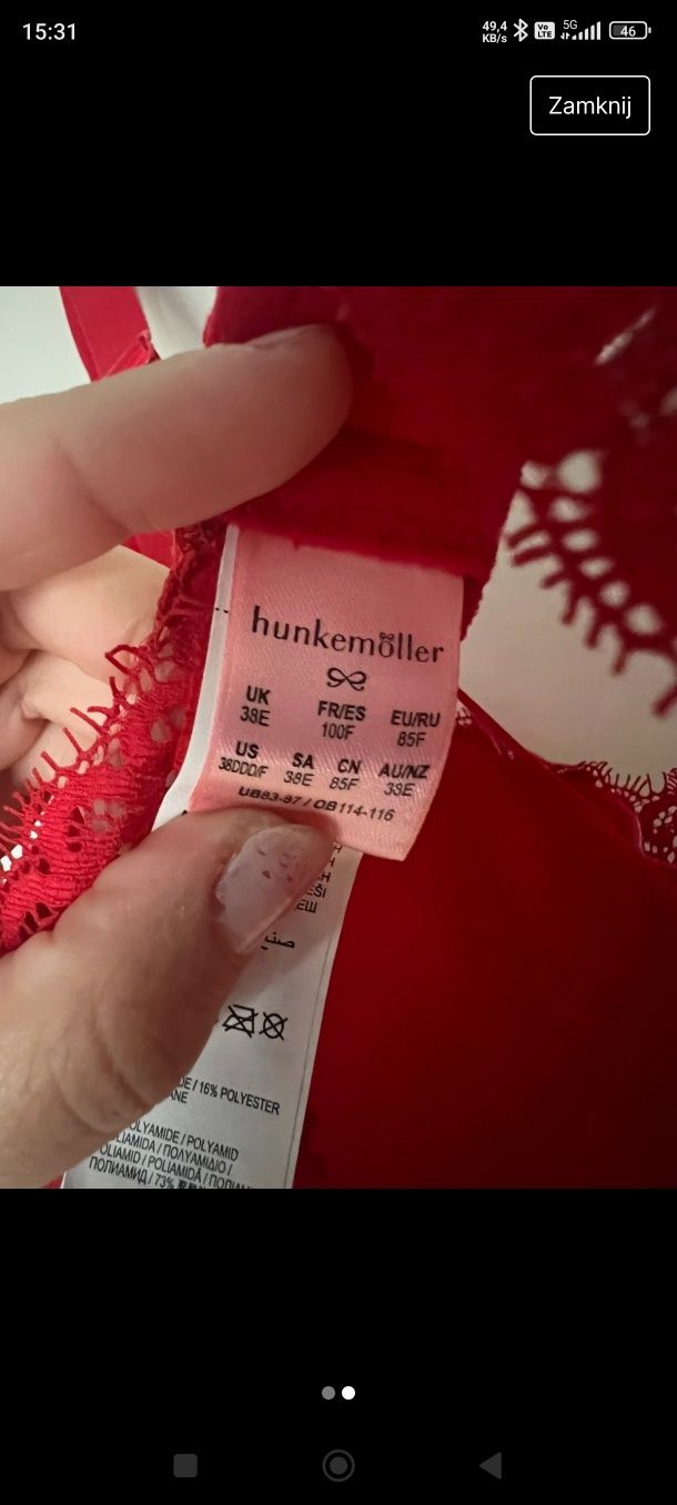 Czerwony stanik hunkemoller 85F