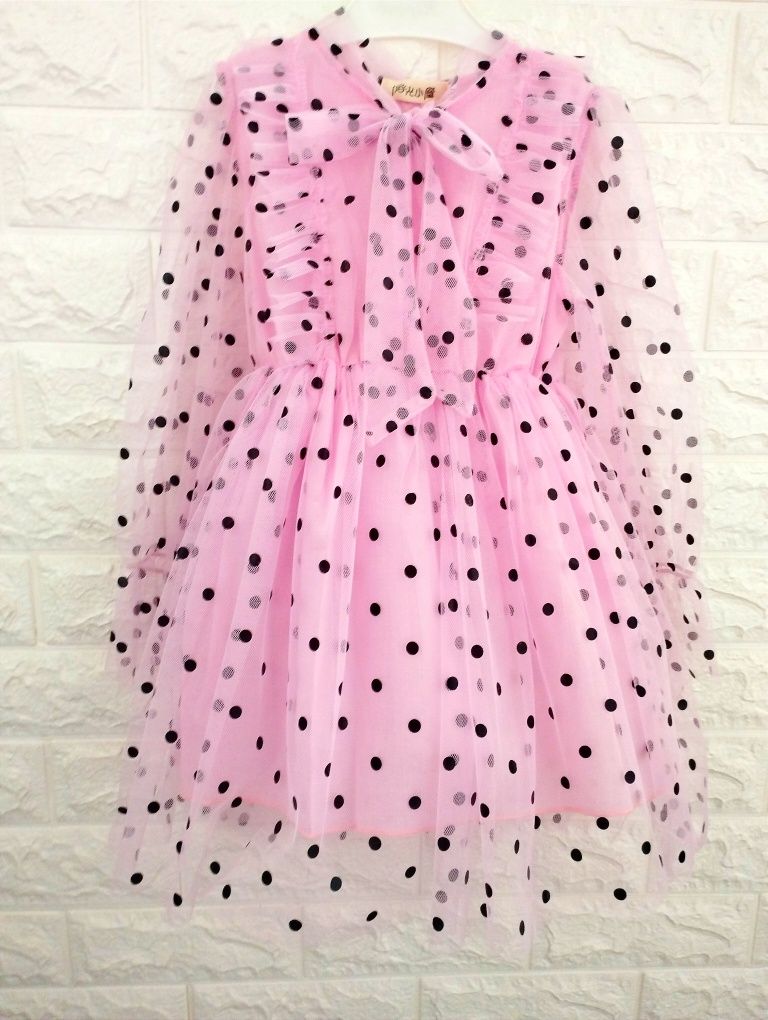 Святкова фатинова сукня. Нова ніжно-рожева з довгим рукавом р.98-104