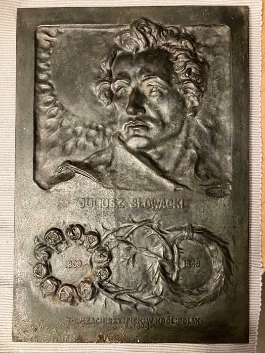 Plakieta Juliusz Słowacki z 1909 r. autor Zygmunt Otto
