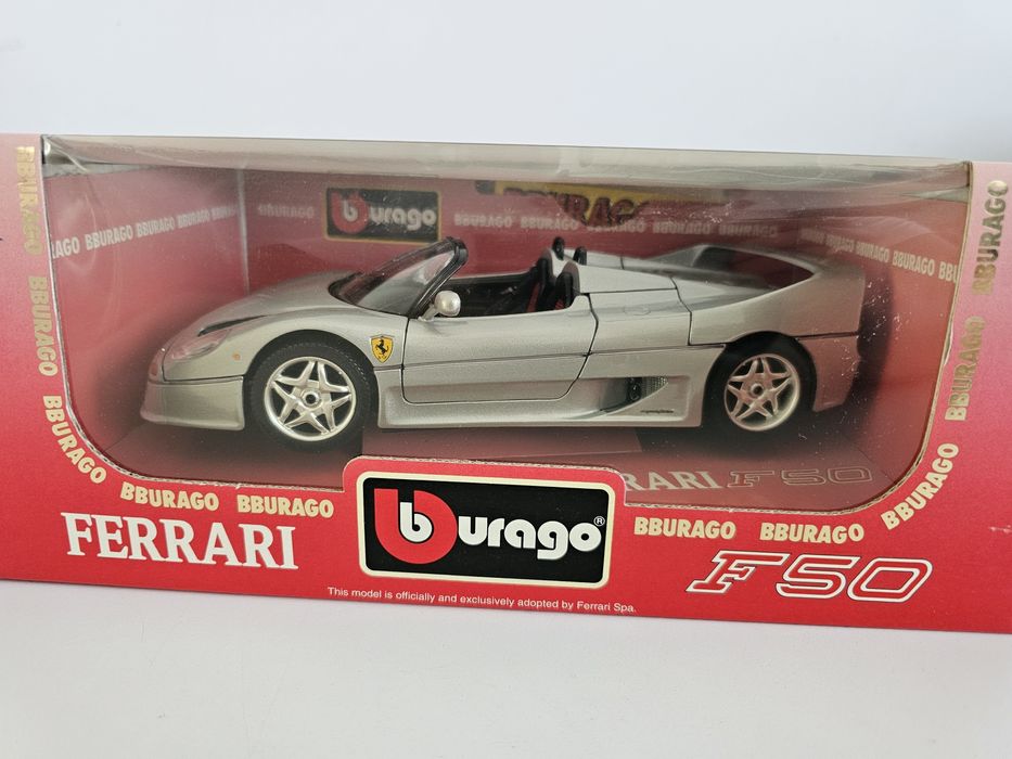 Burago skala 1:18 3372 Ferrari F50 1995 kabriolet srebrny mode