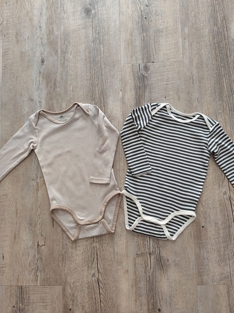 Nowe body z długim rękawem w paski H&M 86