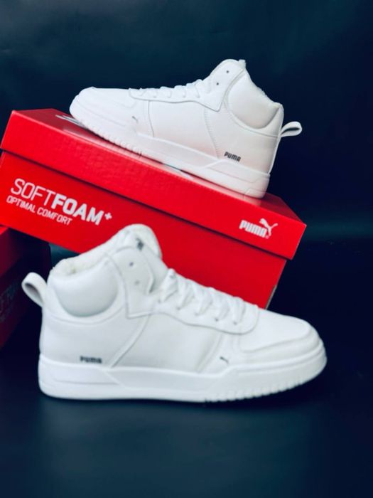 Зимние женские кросовки бренду Puma/ белые красовки на зиму пума