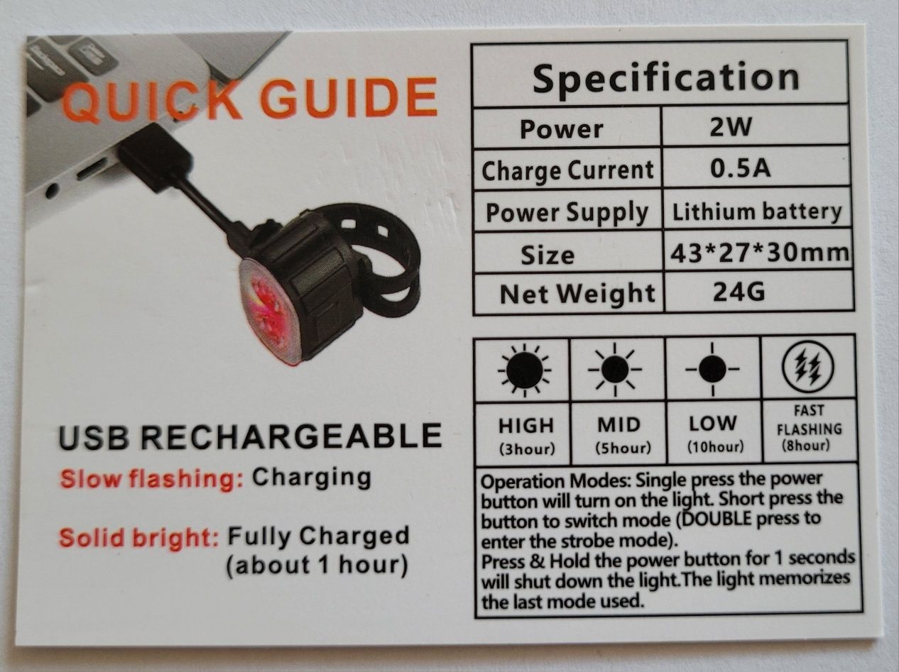 Zestaw lampek rowerowych GUB GH40 2000 lm 3600 mAh