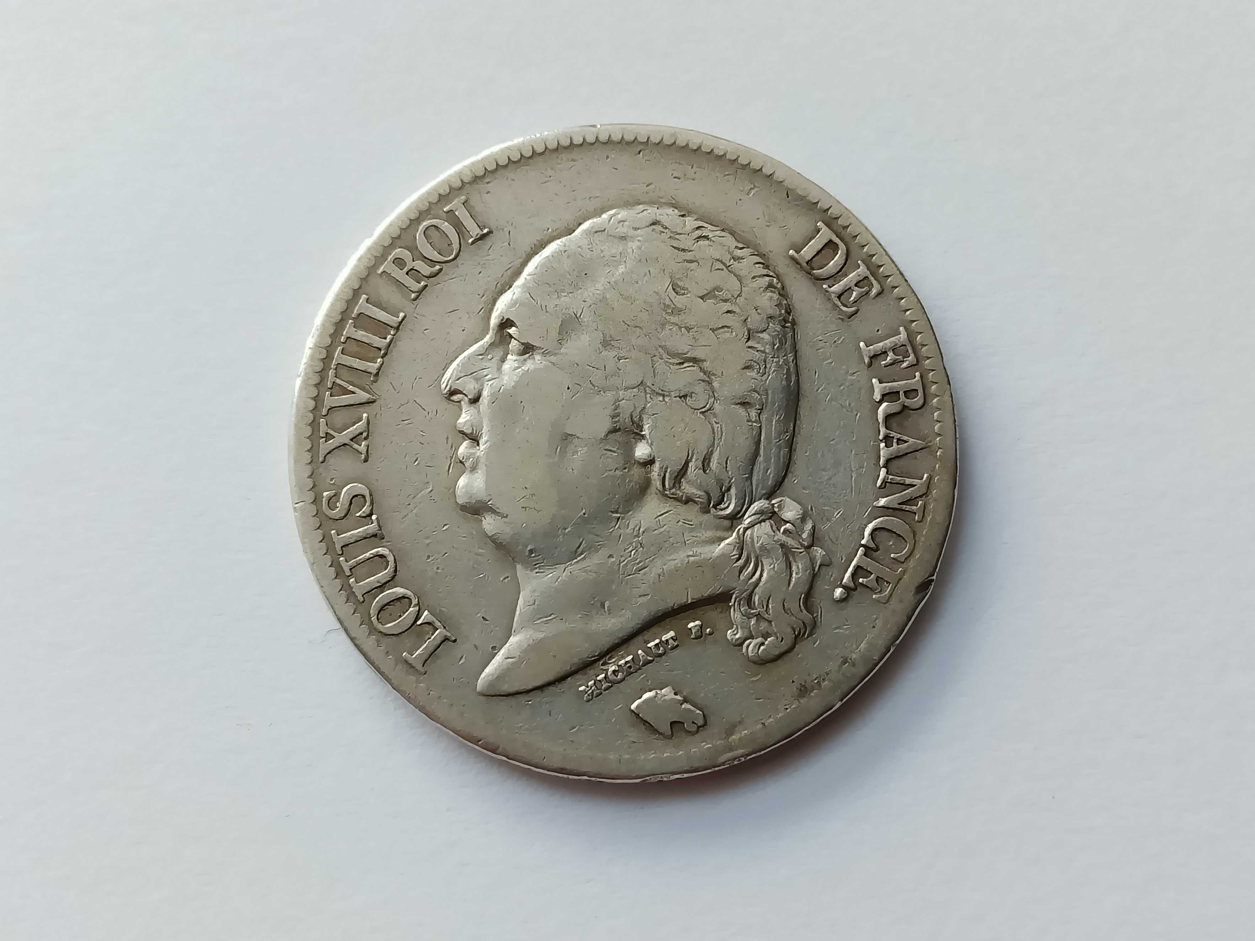 5 Franków 1824 A Francja Ludwik XVIll oryginał Srebro