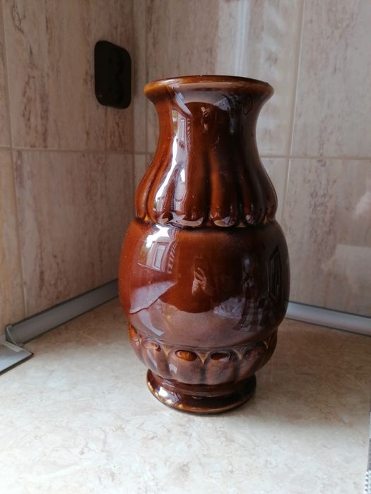 Wazon Pruszków PRL duży brązowy