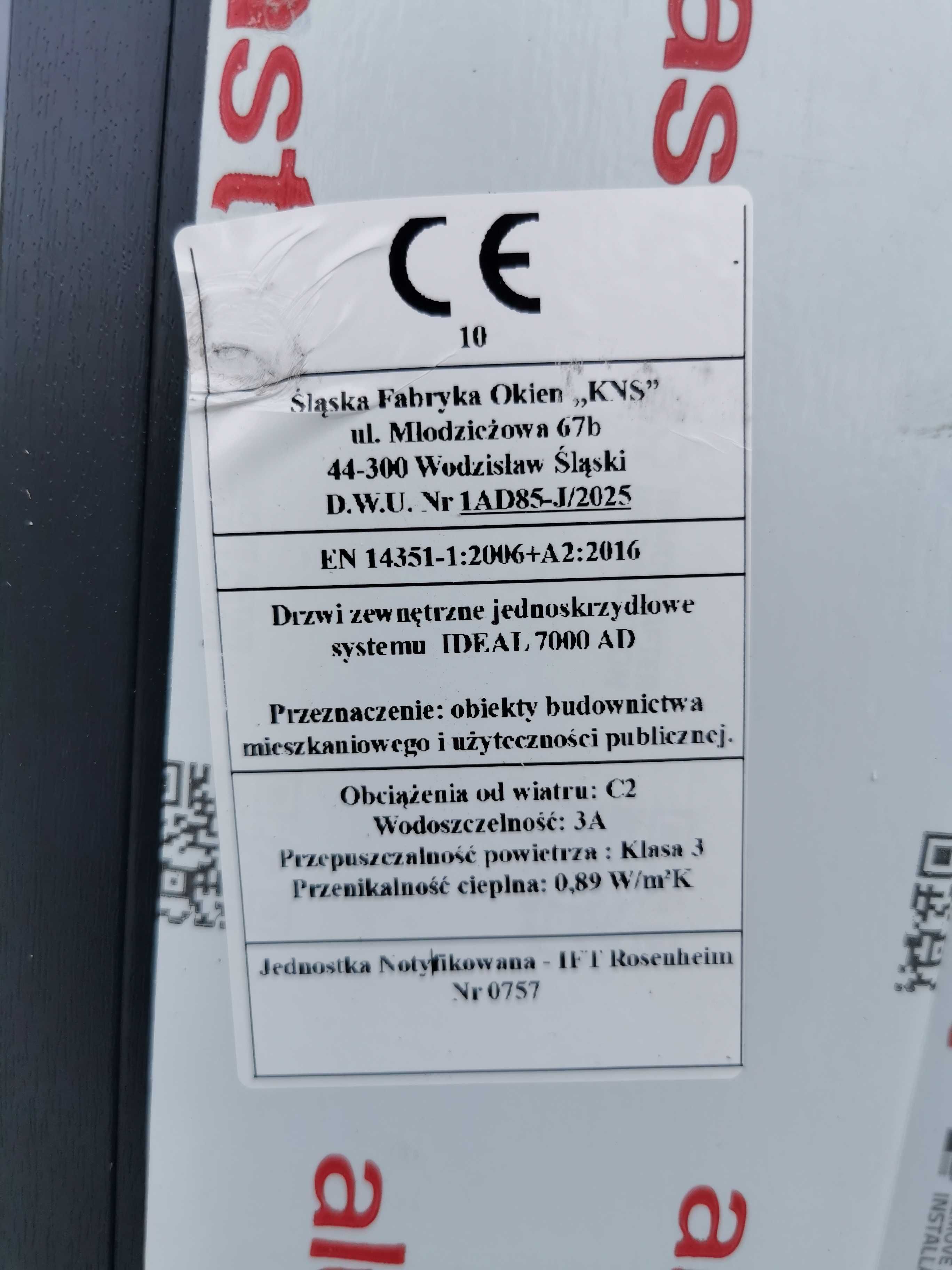 DZRZWI PVC zewnetrzne 81x184 obustronny antracyt