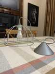 Lampa sufitowa wisząca abażur klosz szara srebrna metalowa