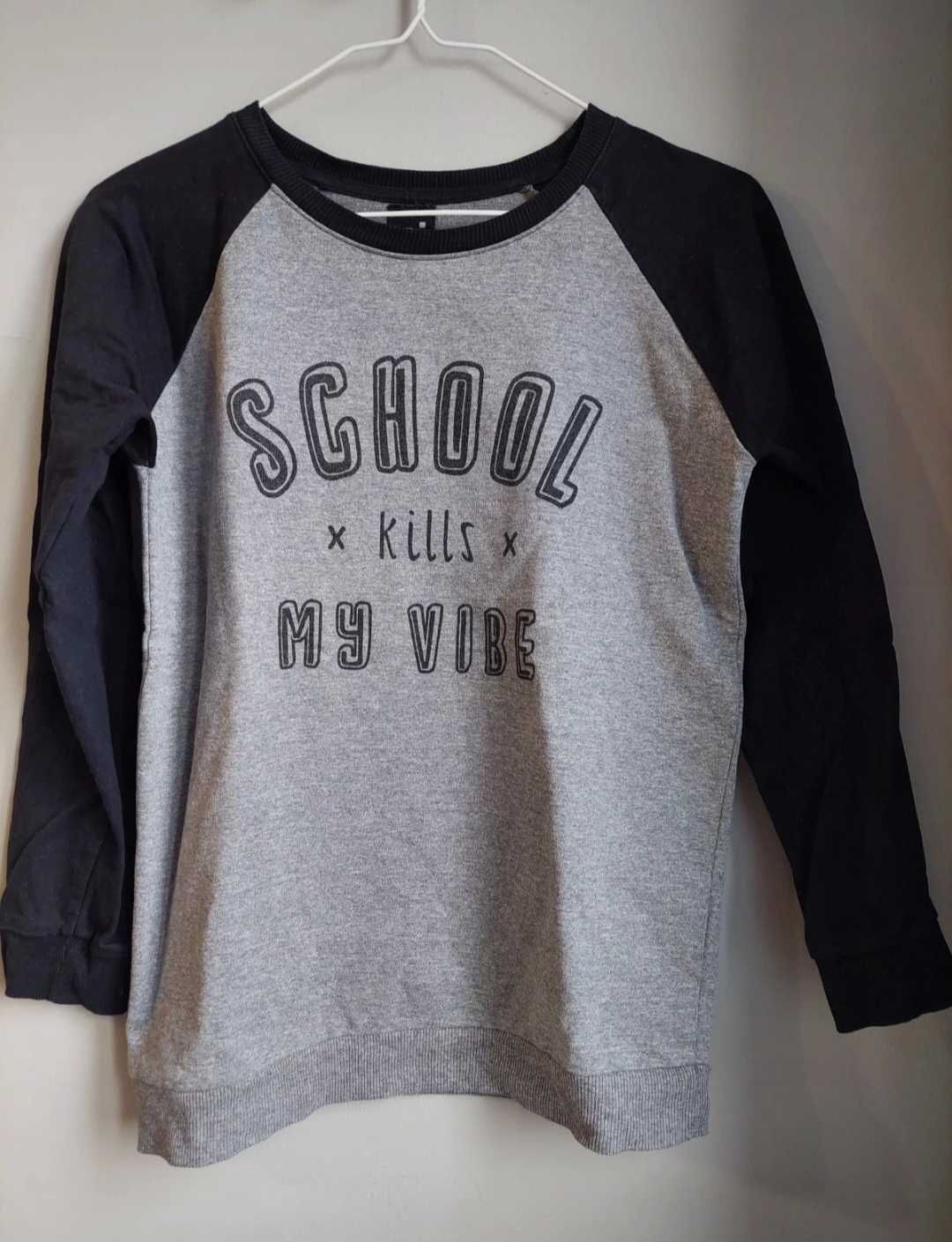 Bluza czarna szara z nadrukiem vintage retro
