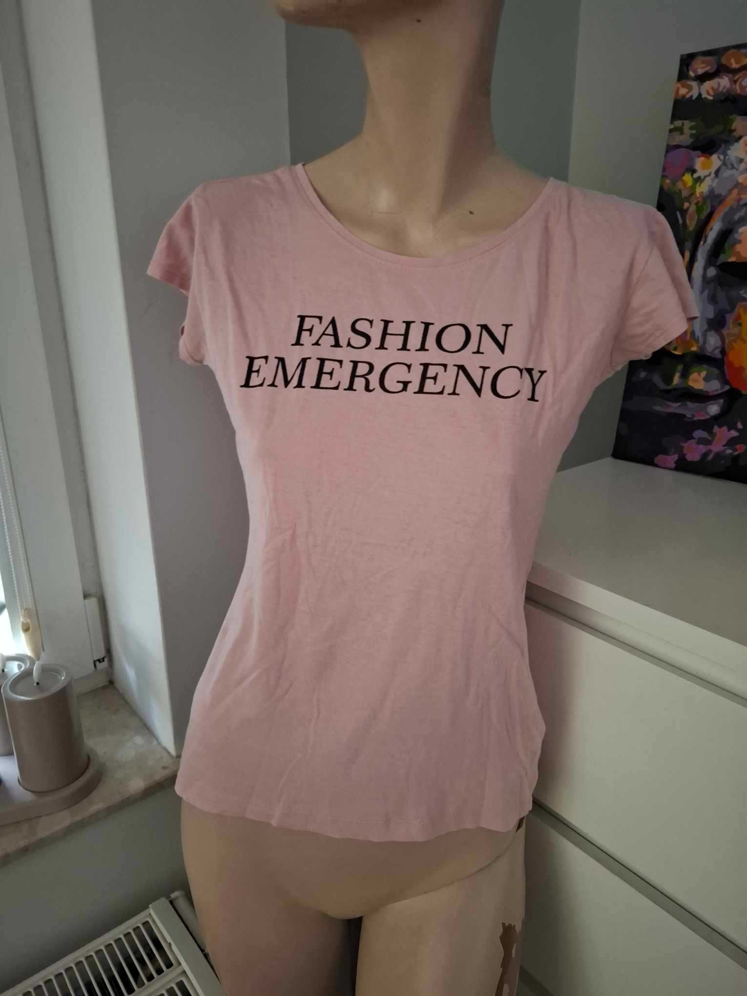 M 38 Sinsay pudrowo różowa koszulka różowy T-shirt pudrowy róż