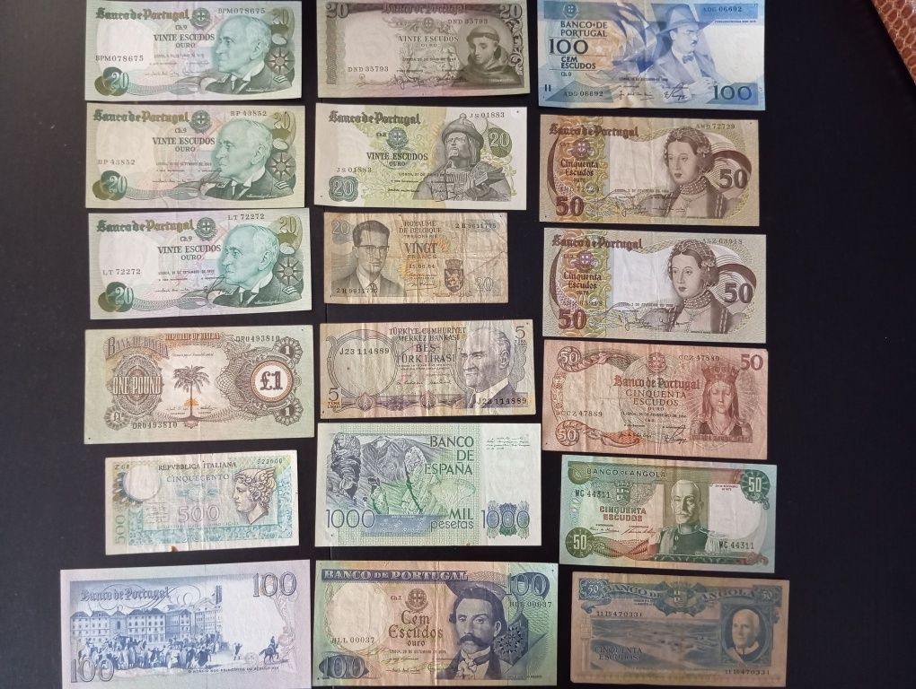 Coleção de 59 notas antigas - vários paises