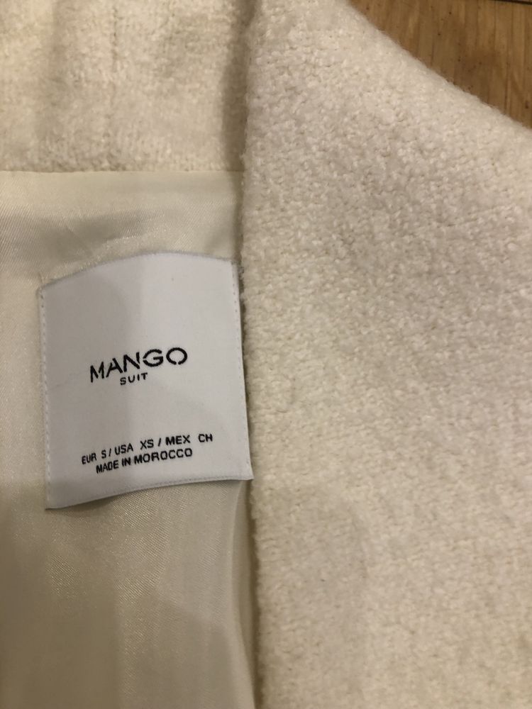 Mango plaszcz oversize ecru welna s