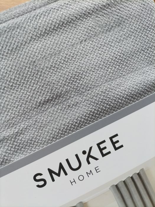 2 welwetowe welurowe zasłony Smukee 2x zasłona szara na taśmie tunel