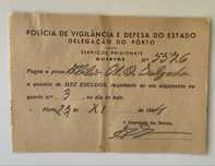 PIDE DGS - PVDE. Recibo preso político. 1944