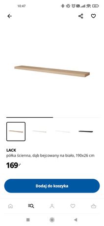 Półka IKEA Lack 190x26, dąb bejcowany na biało