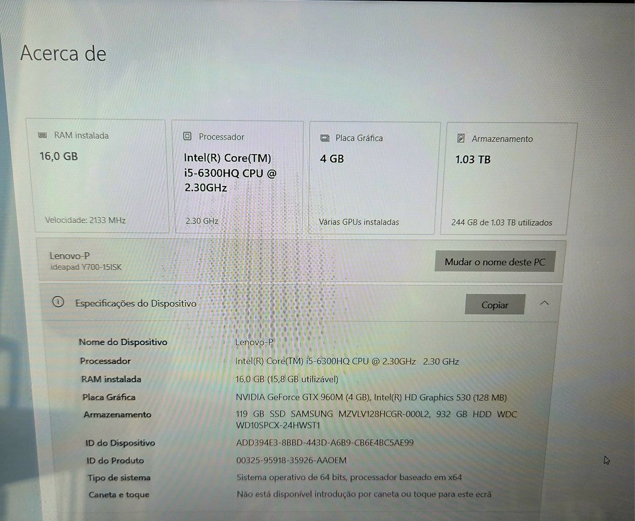 Portátil Lenovo Ideapad Y700-15ISK