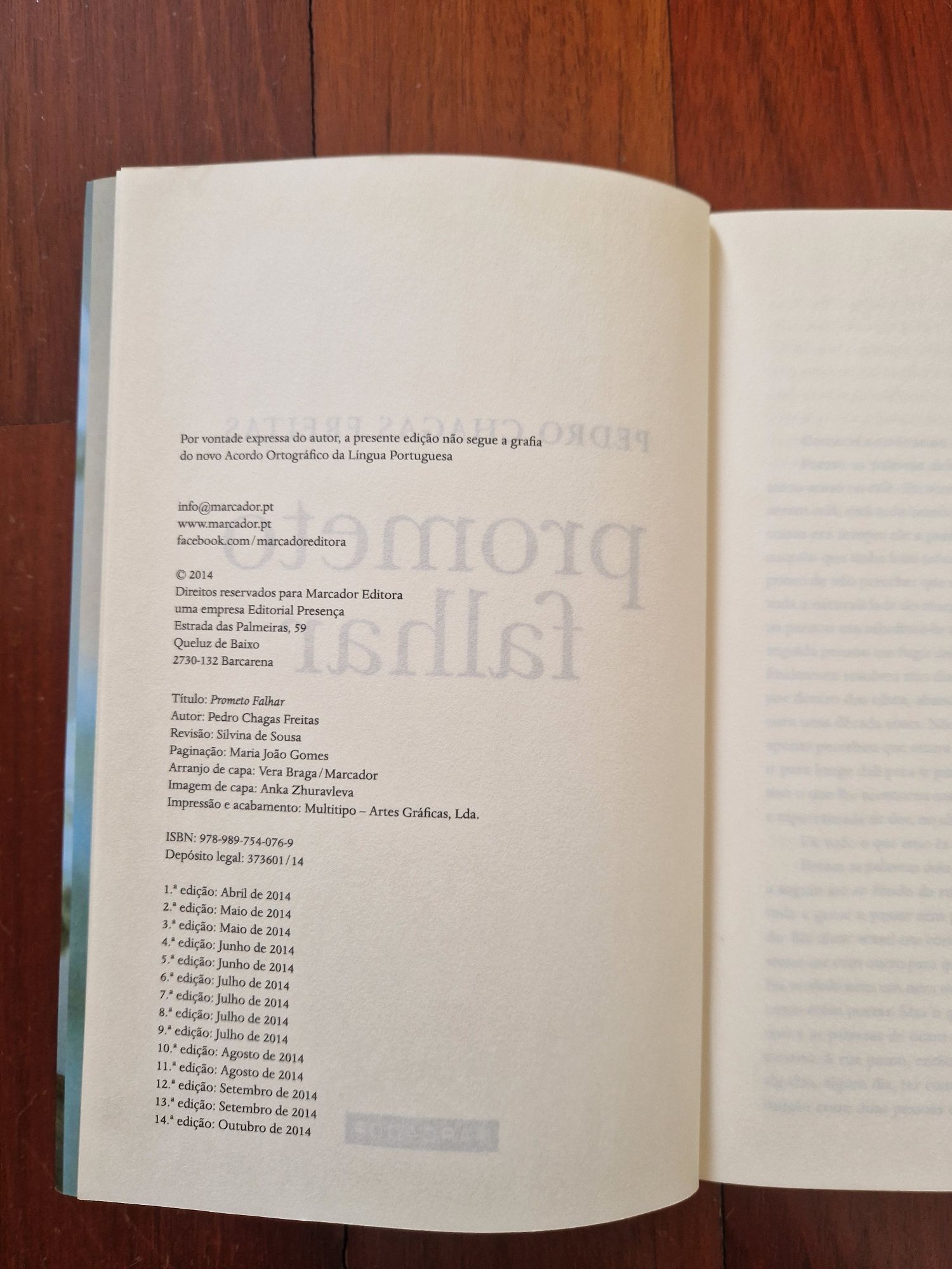 Romance "Prometo falhar", de Pedro Chagas Freitas