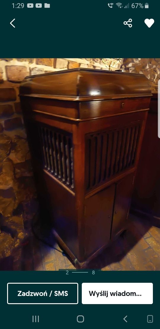 XIX w Gramofon  Szafkowy Stan Kolekcjonerski po Przeglądzie  !!!