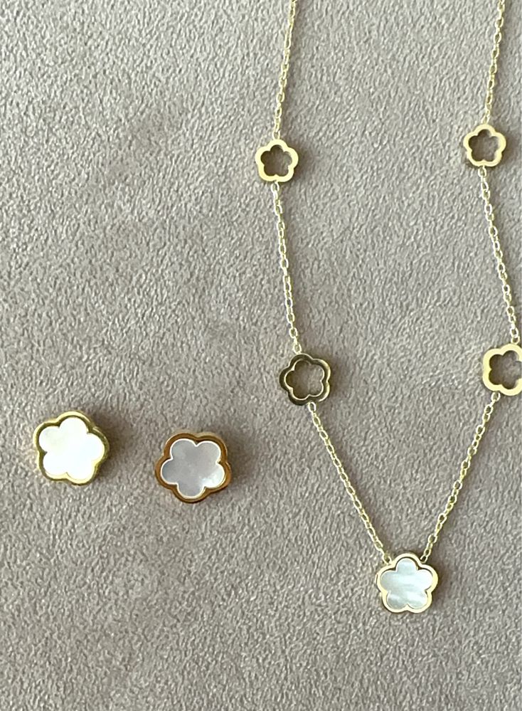 Conjunto Fio Colar e Brincos em Dourado e Perola (novo)