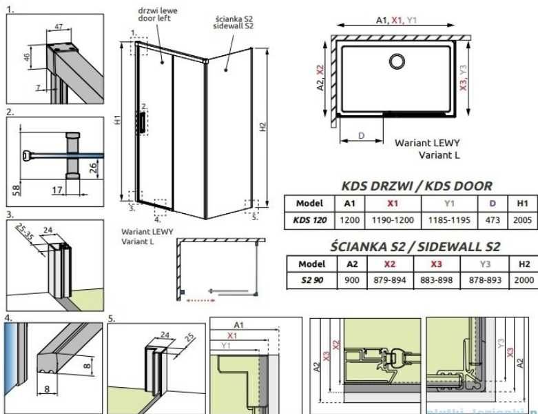 Radaway Idea Black Kds kabina prysznicowa 120x90 lewa przejrzyste