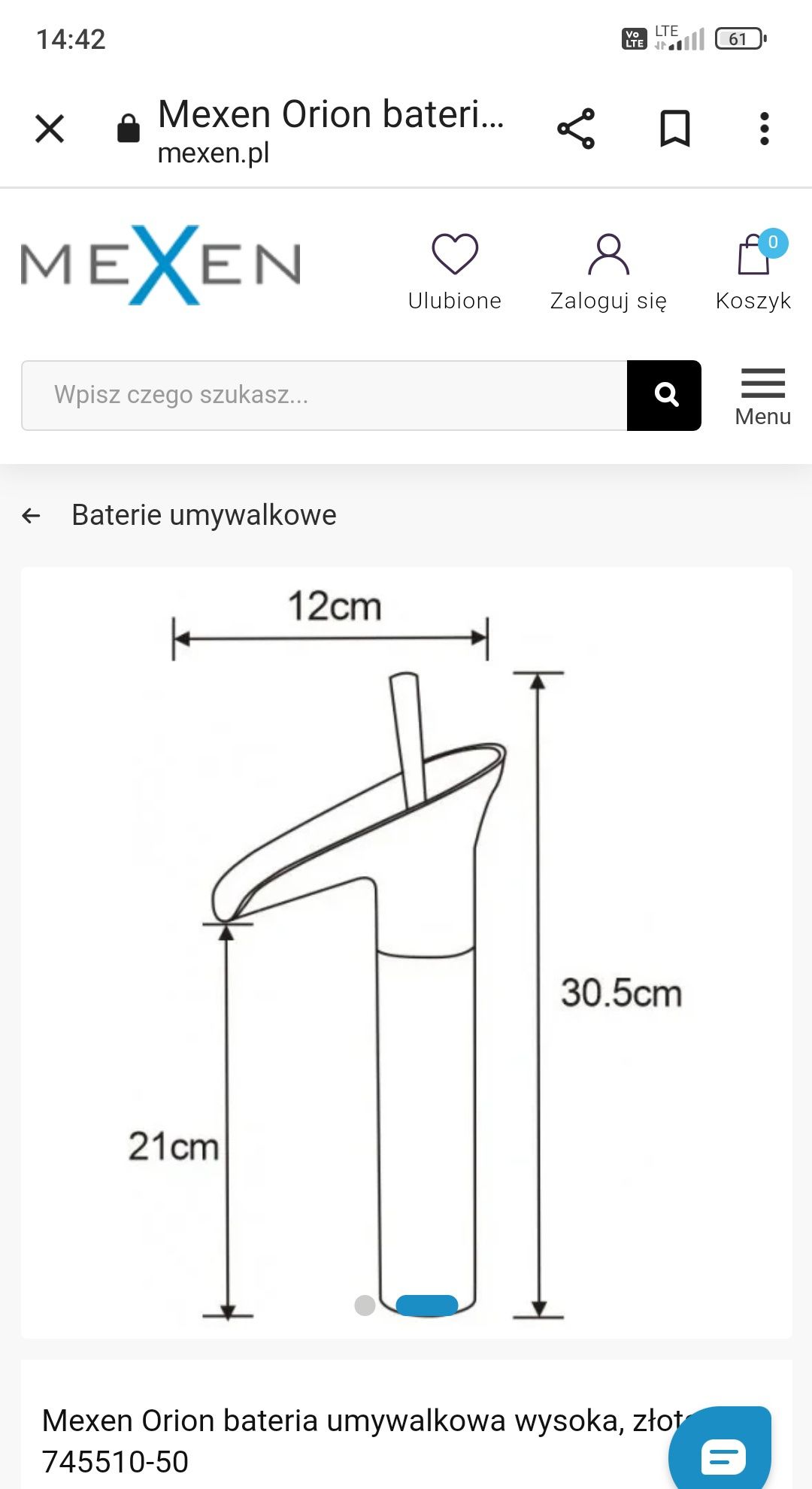 Bateria umywalkowa zlota