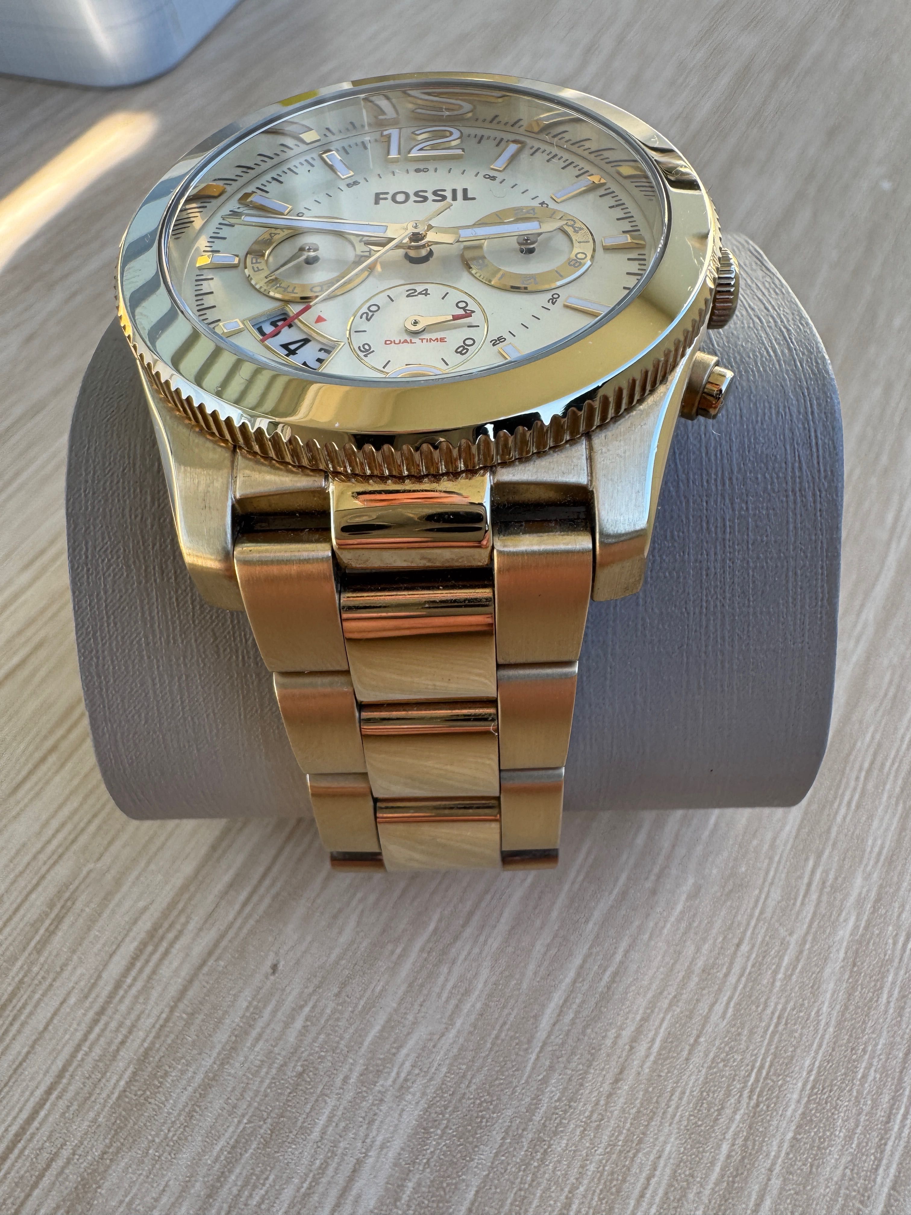 Złoty zegarek damski FOSSIL ES3884 40mm kwarcowy na bransolecie