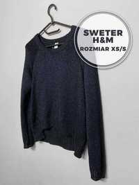 Ciemno granatowy sweter ze srebrna nicią