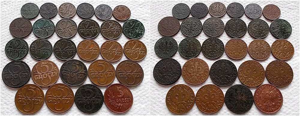 Duży zestaw monet okresu międzywojennego