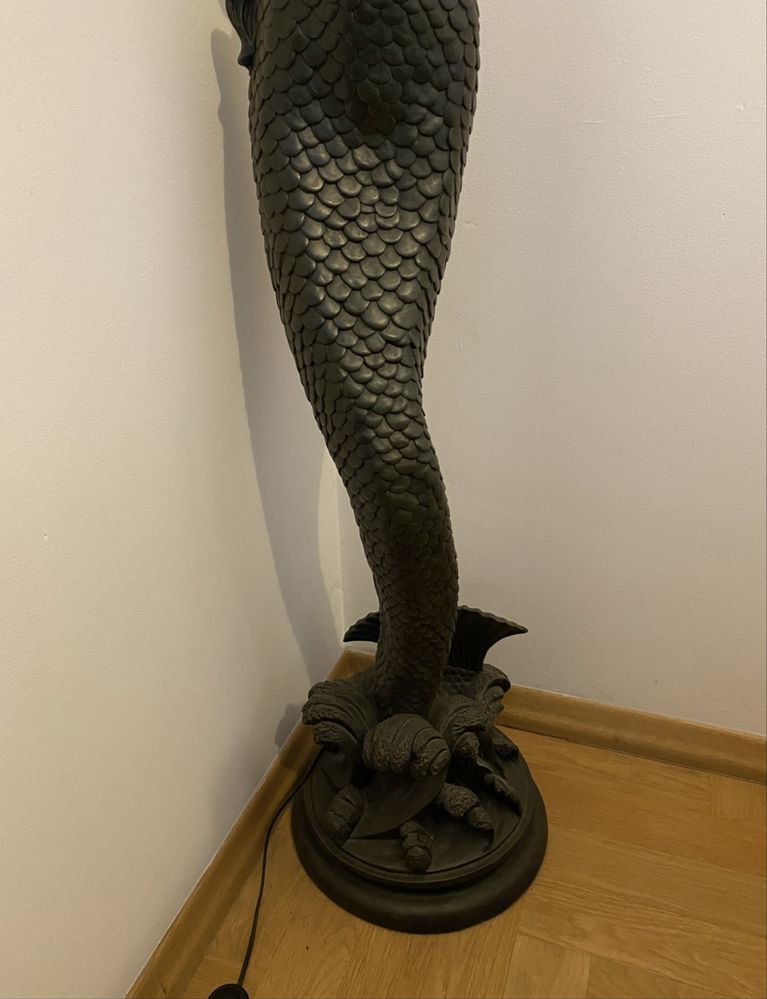 Lampa podłogowa z brązu – syrena/mermaid/unikatowa rzeźba - art déco