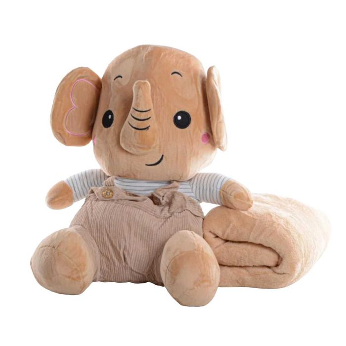 Слонёнок 3в1: плед, подушка и игрушка в одном (50 см, бежевый)