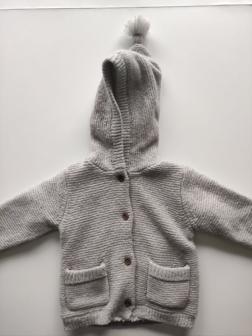 Ciepły sweter z kapturem 6-9 m-cy unisex