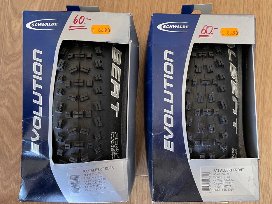 Opony rowerowe Schwalbe Fat Albert przód+tył Evolution 26x2.25 [OP-B5]