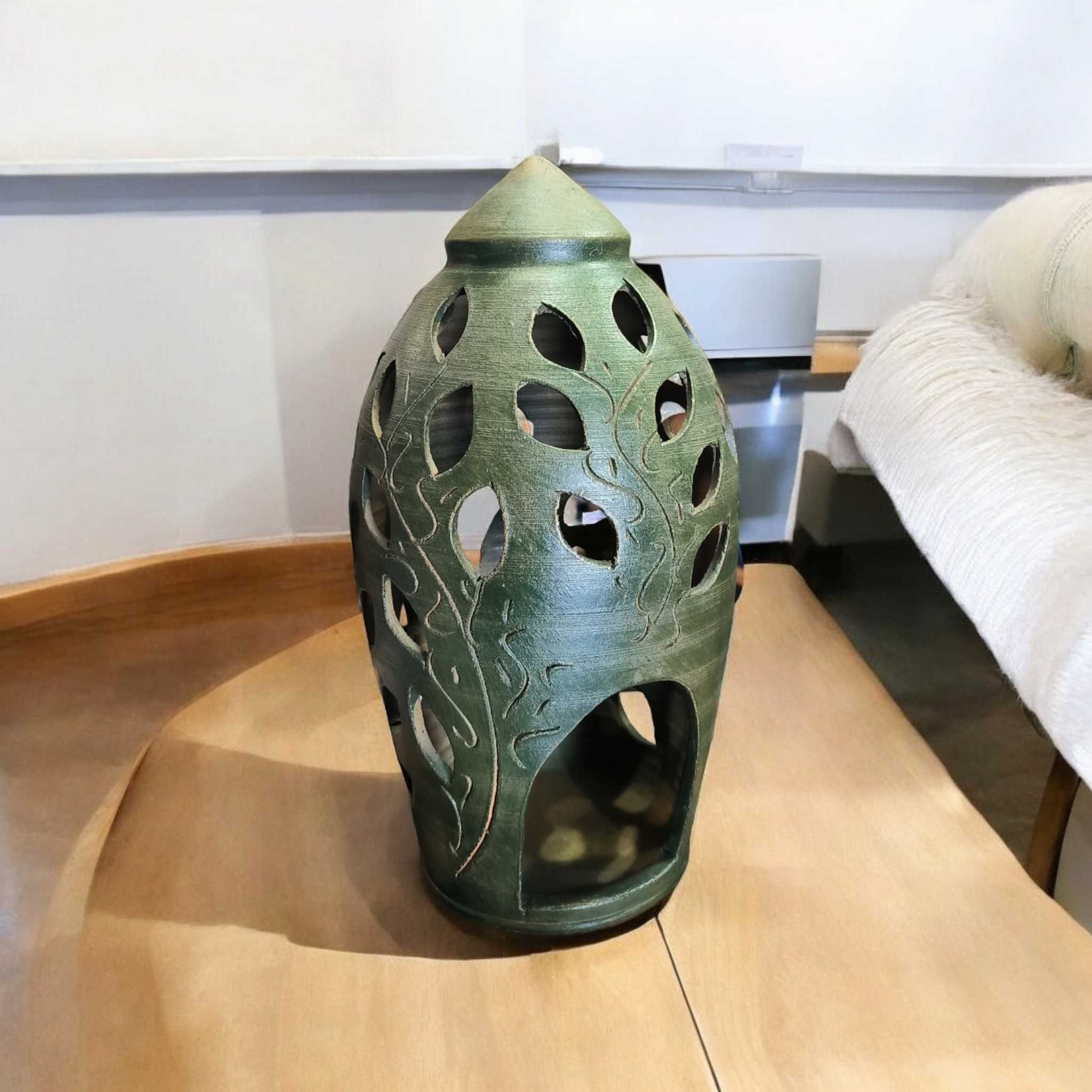 Lampion Ceramiczny Ręcznie Robiony, Lampion Gliniany, Kominek Gliniany