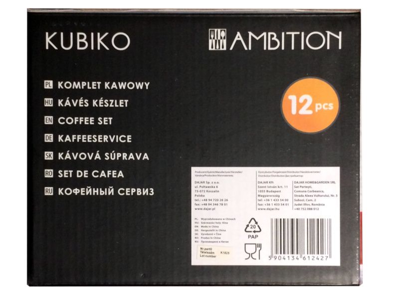 Komplet kawowy Kubiko 220 ml 12-elementowy AMBITION nowy