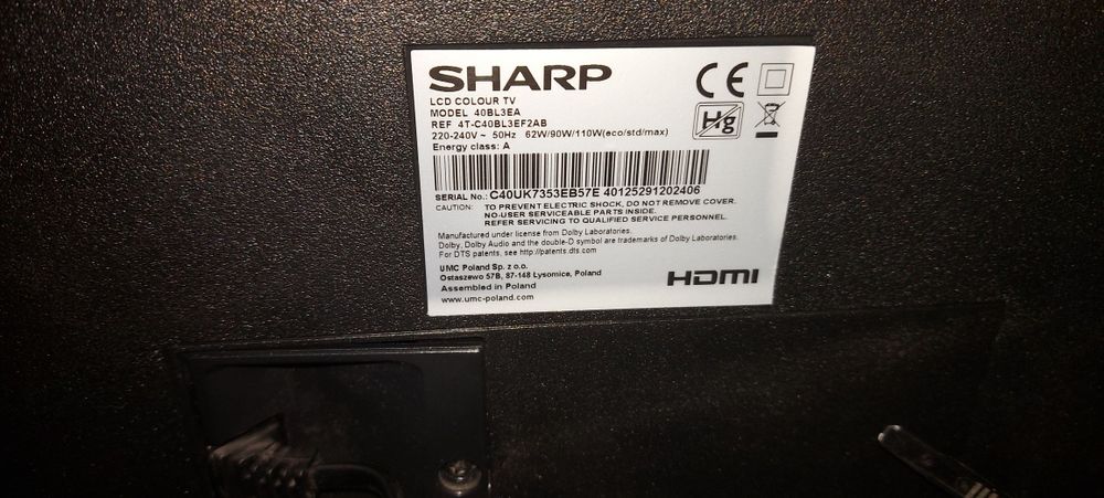 SHARP tv 40 HDR 4K UHD android tv smart harman kardon wi fi bt