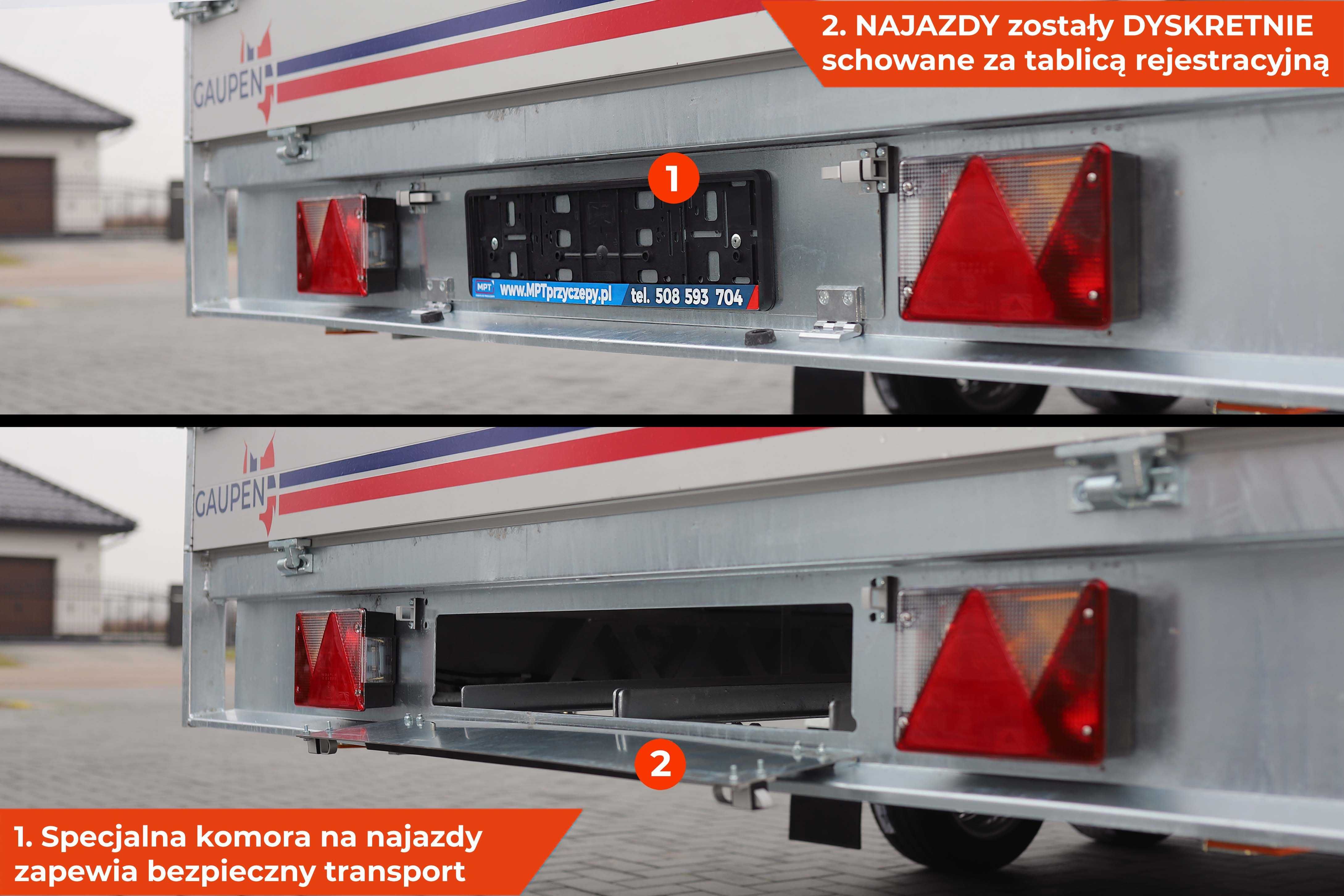 Laweta przyczepa z burtami ALU Gaupen N20-405 2 HL DMC 2700 najazdami