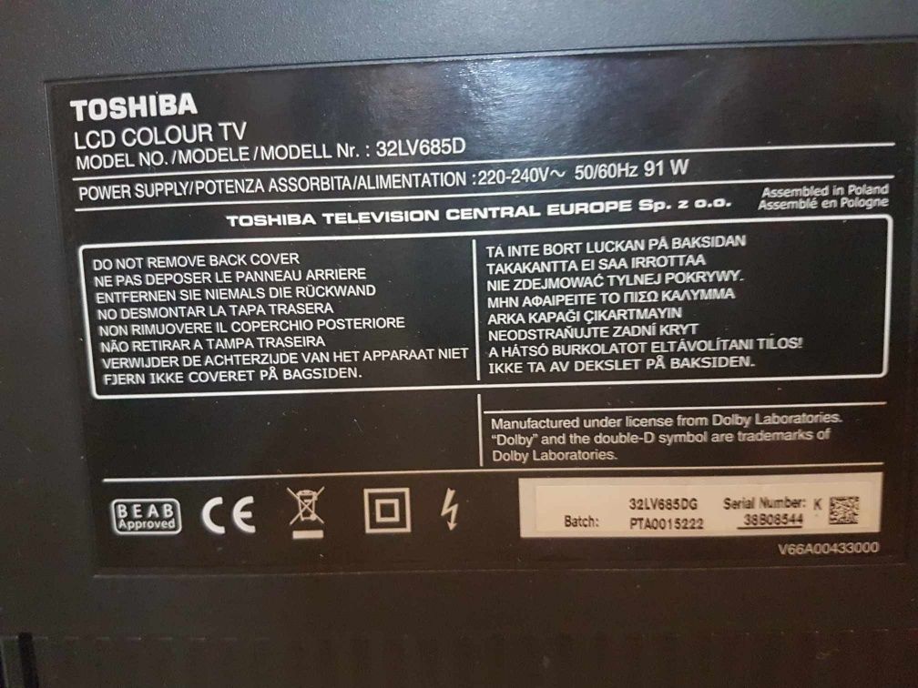 Telewizor Toshiba LCD model 32LV685D