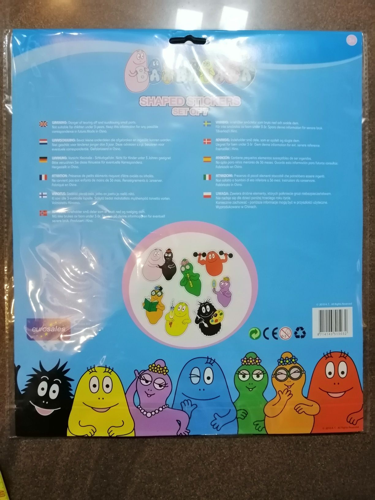 NOWE DUŻE naklejki BARBAPAPA i rodzinka 3D ozdoba pokoju