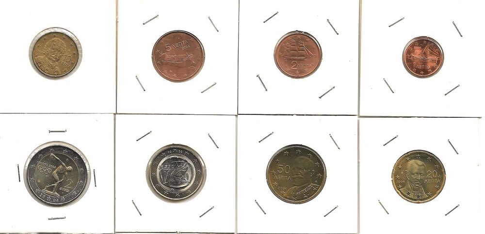 Moedas Euro GRÉCIA - série de 2004 + 2 € J.Olímpicos