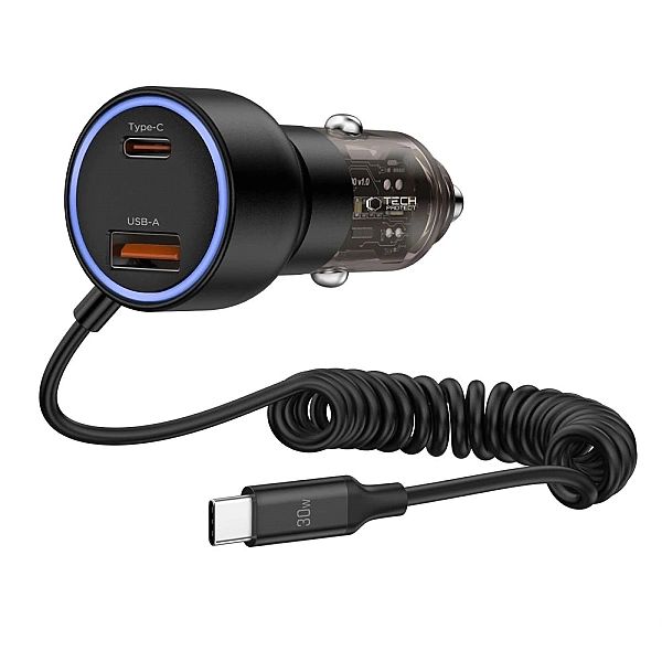Tech-Protect Cc05/2-Port Car Charger Pd60W + Cable Black