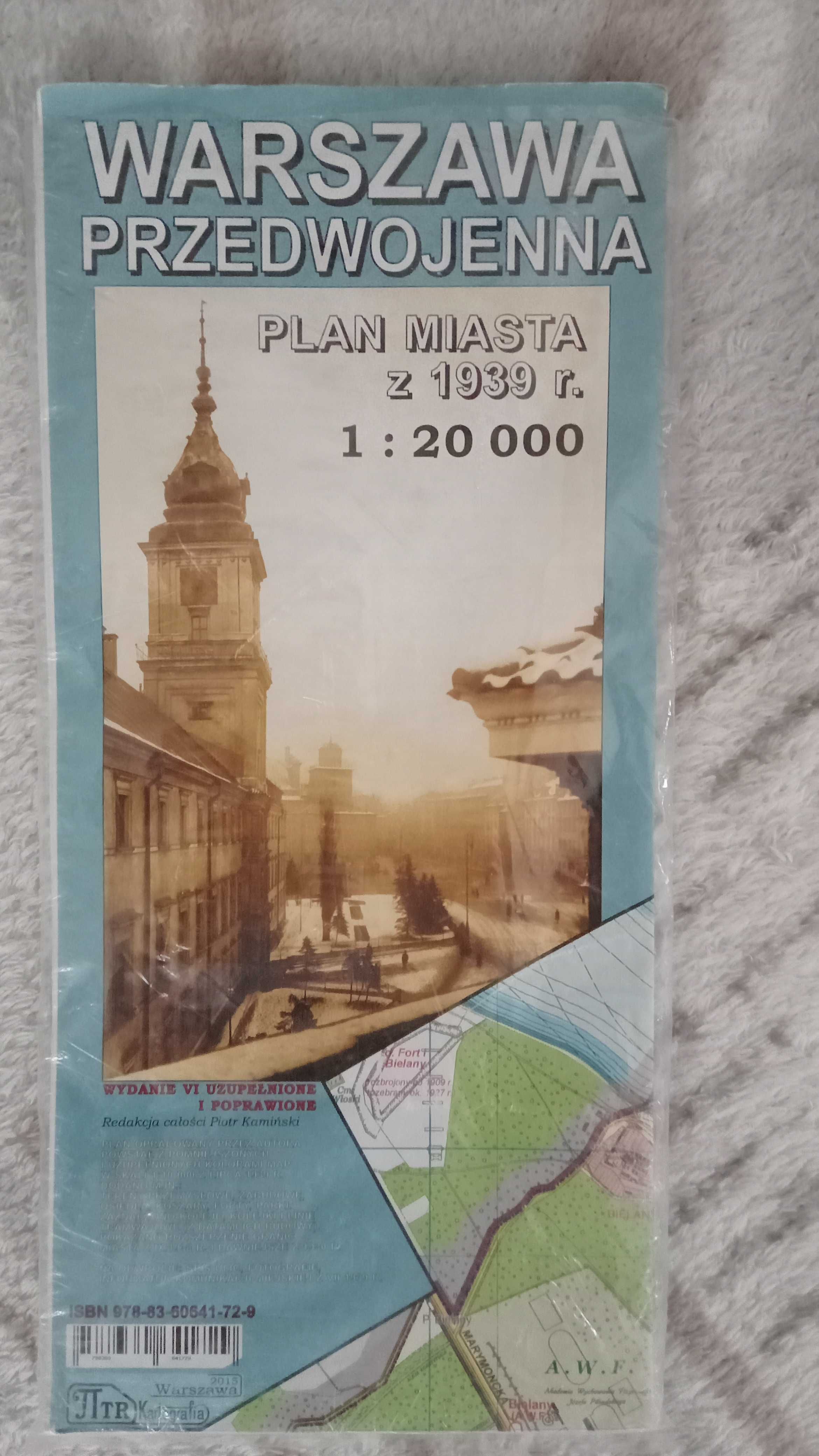 Warszawa przedwojenna plan miasta z 1939 r. 1:20000, op. P. Kamiński